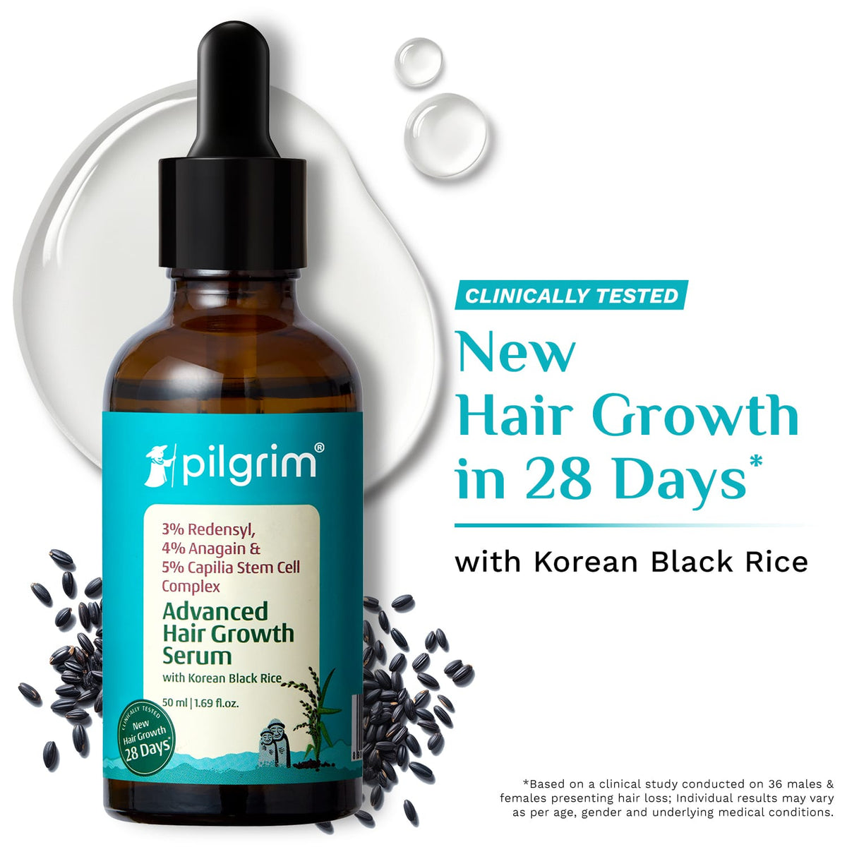 Pilgrim Advanced Hair Growth Serum with Korean Black Rice - 50 ml