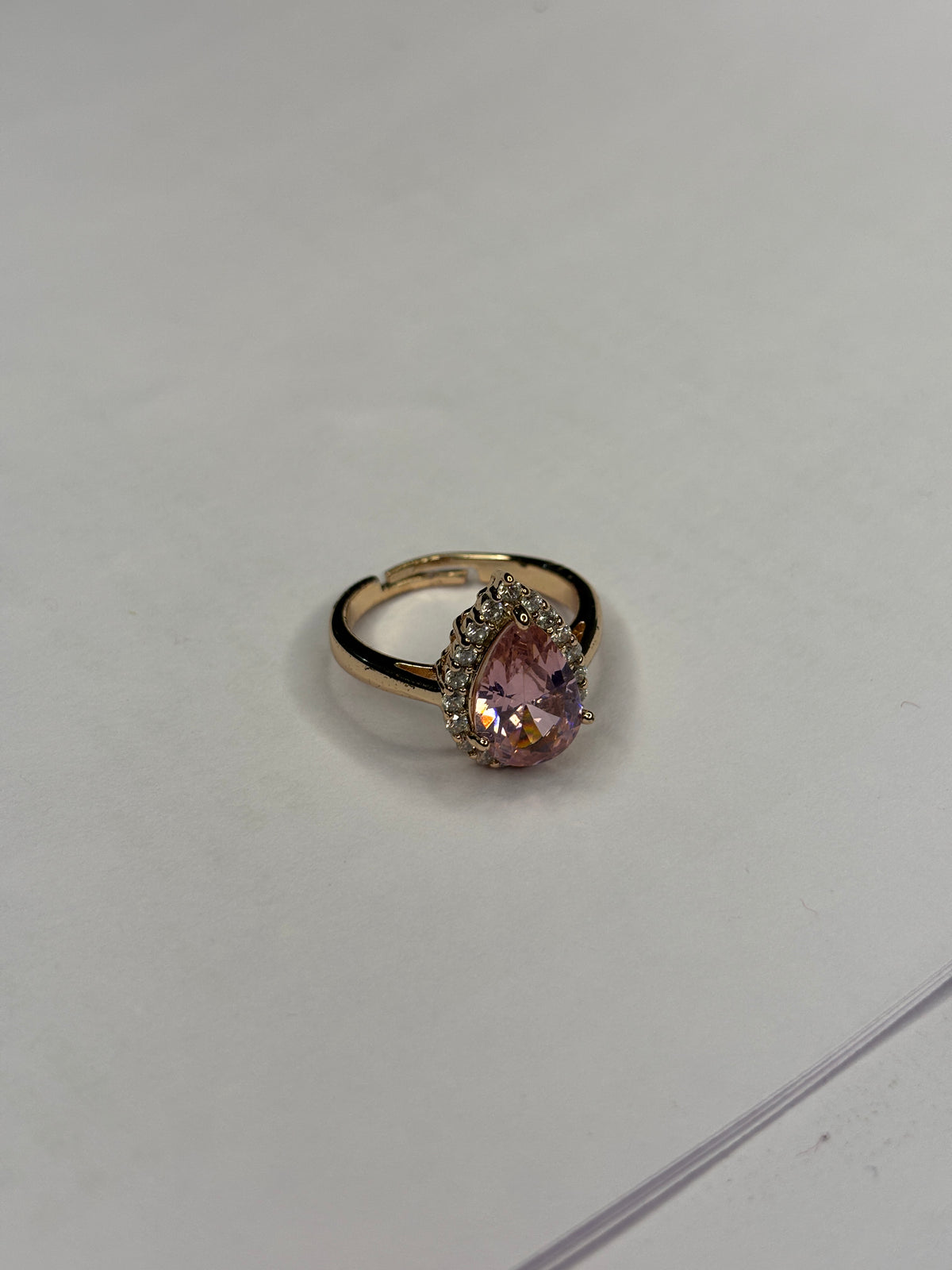 Blush Pink Teardrop Solitaire Ring