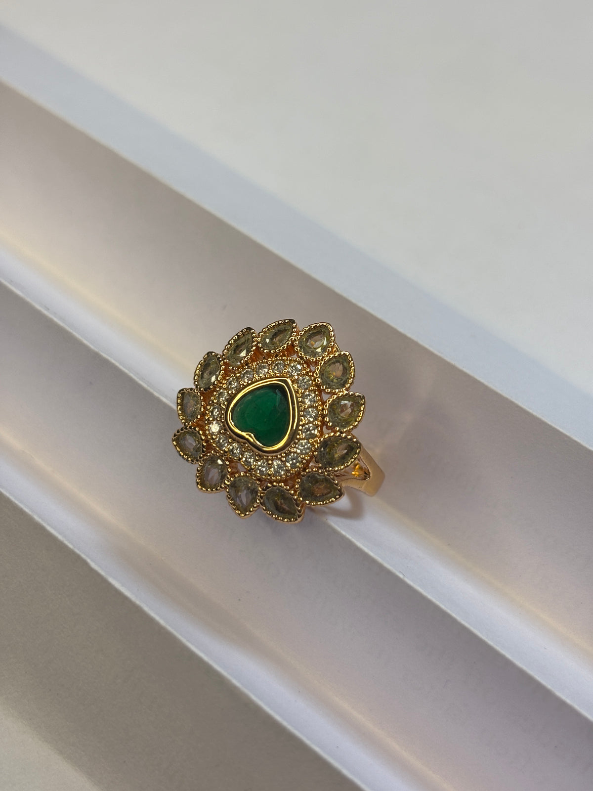 Royal Emerald Floral Bloom Ring