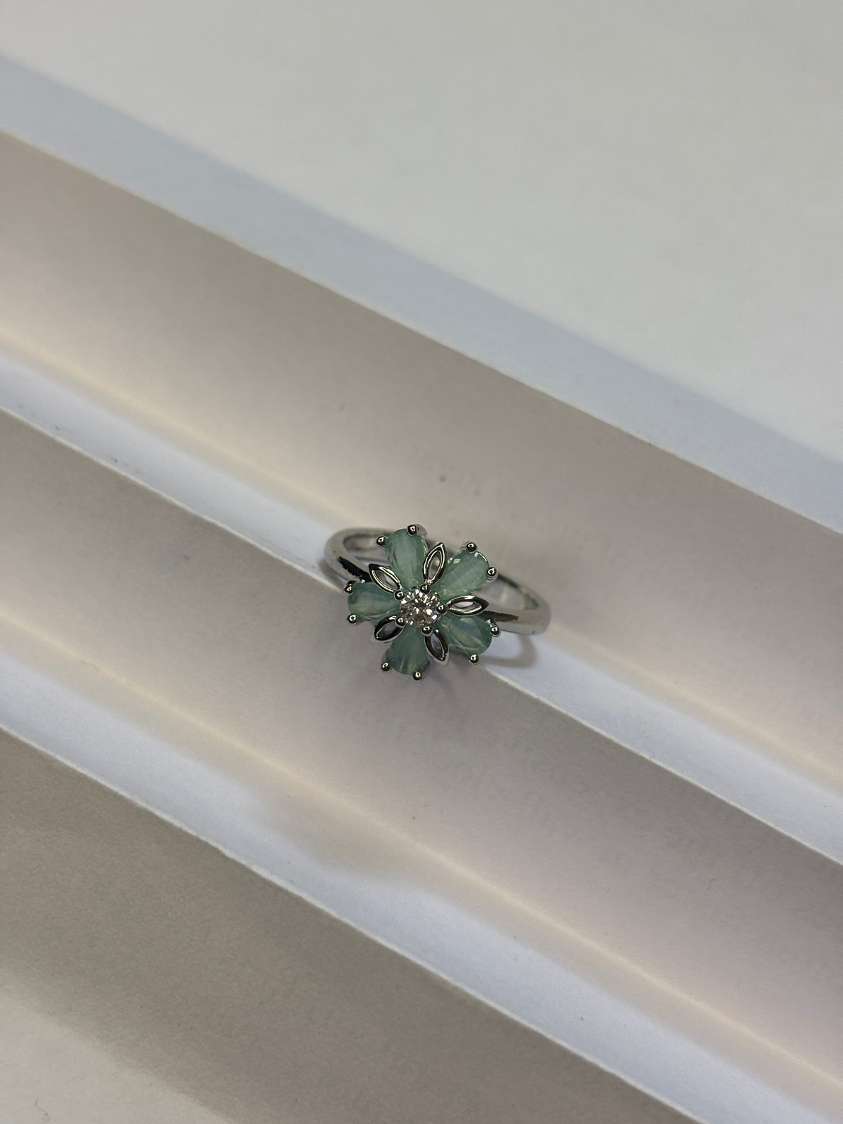 Mint Flourish Filigree Cluster Ring