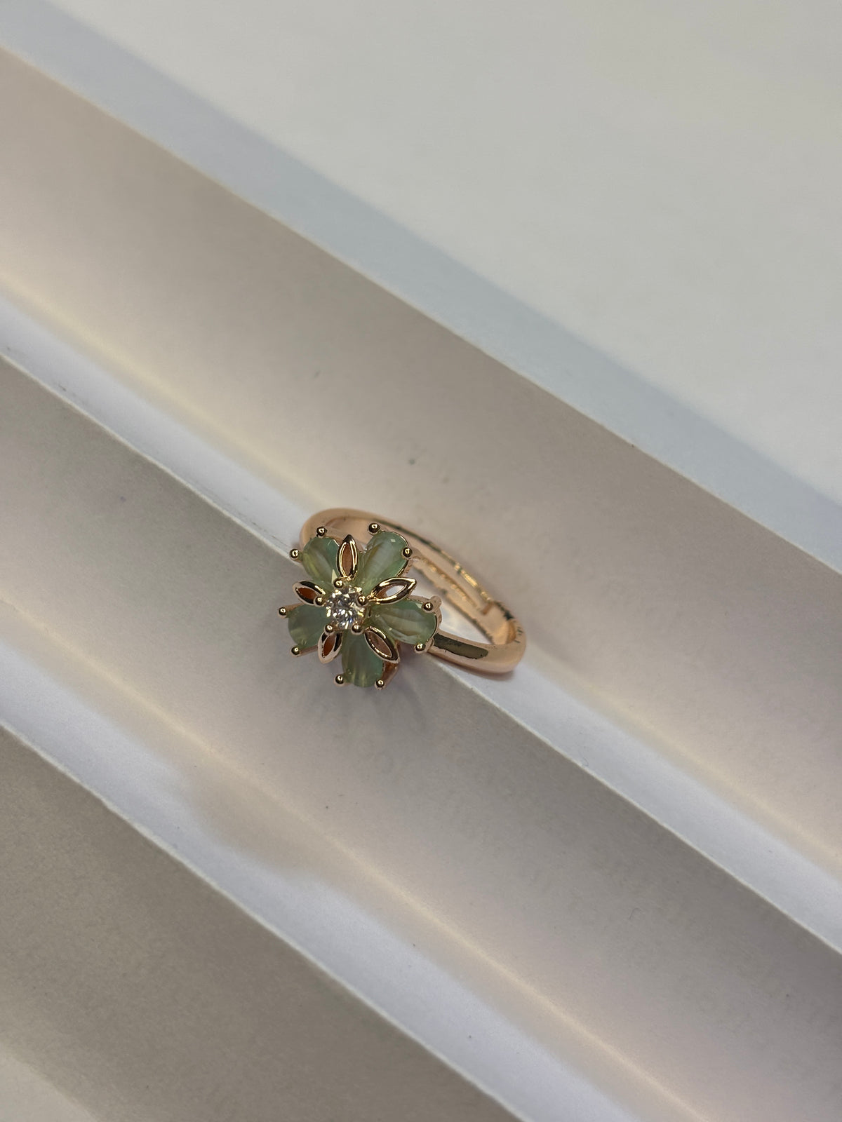 Sage Blossom Textured Petal Ring
