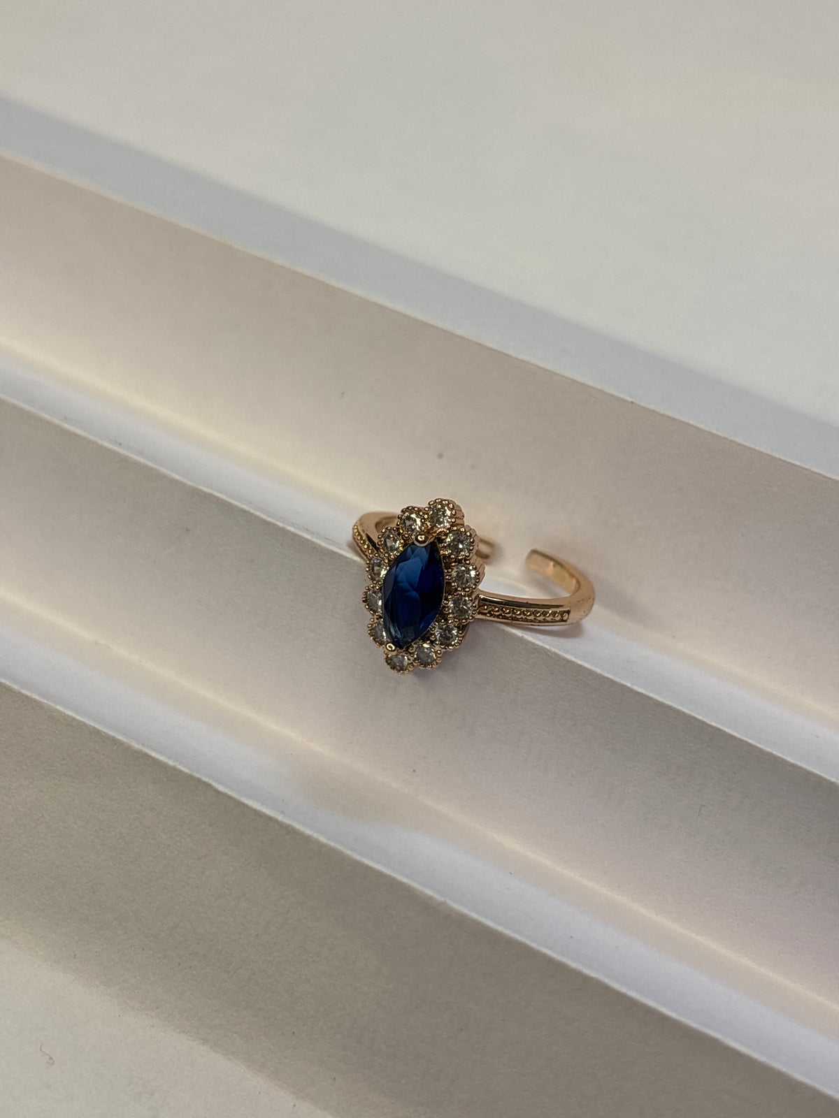 Twilight Sapphire Teardrop Solitaire Ring