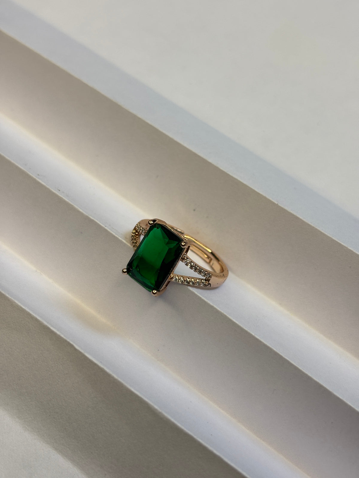 Emerald-Cut Forest Green Signet Ring