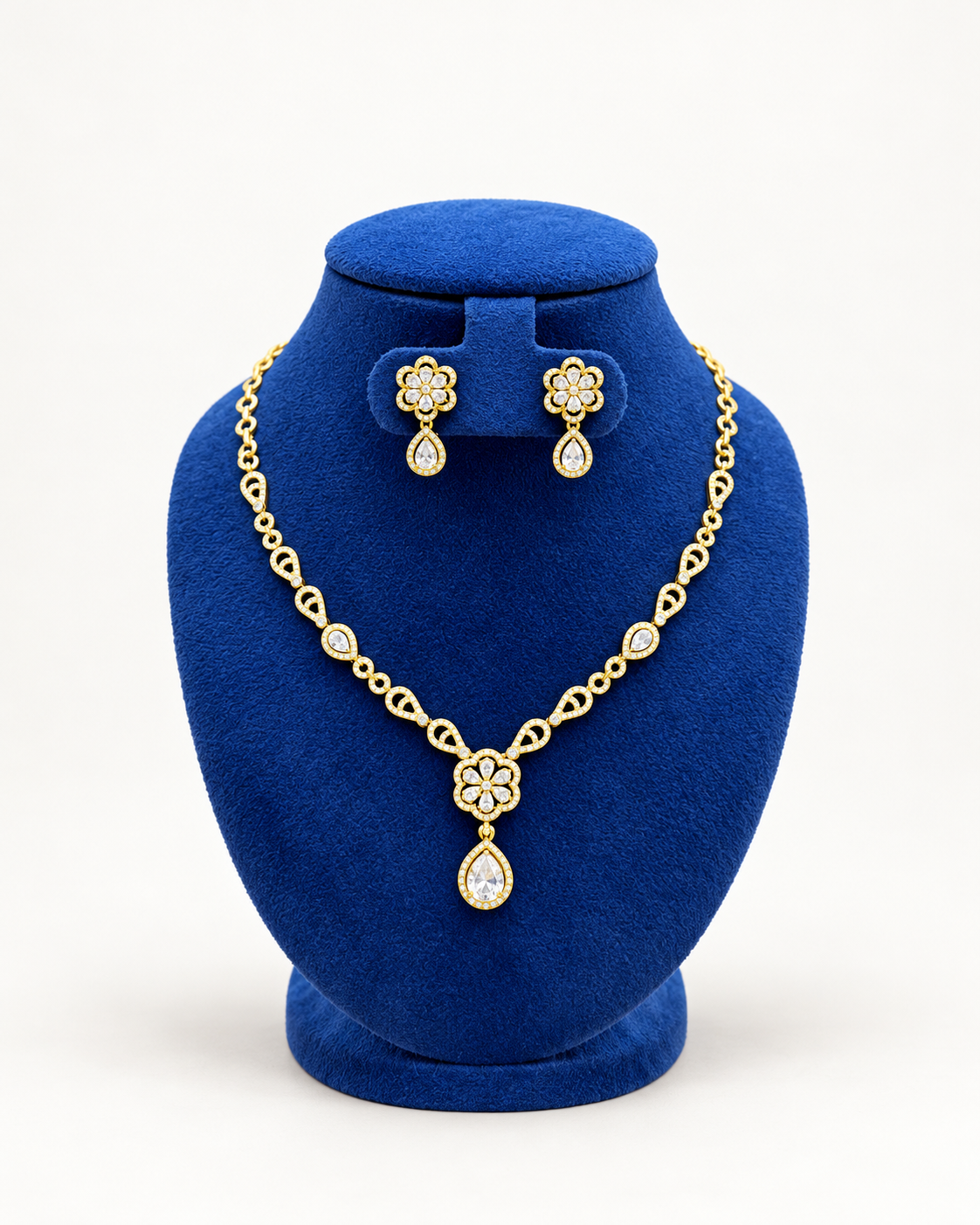 Floral Centre Necklace Set with Drop Earrings