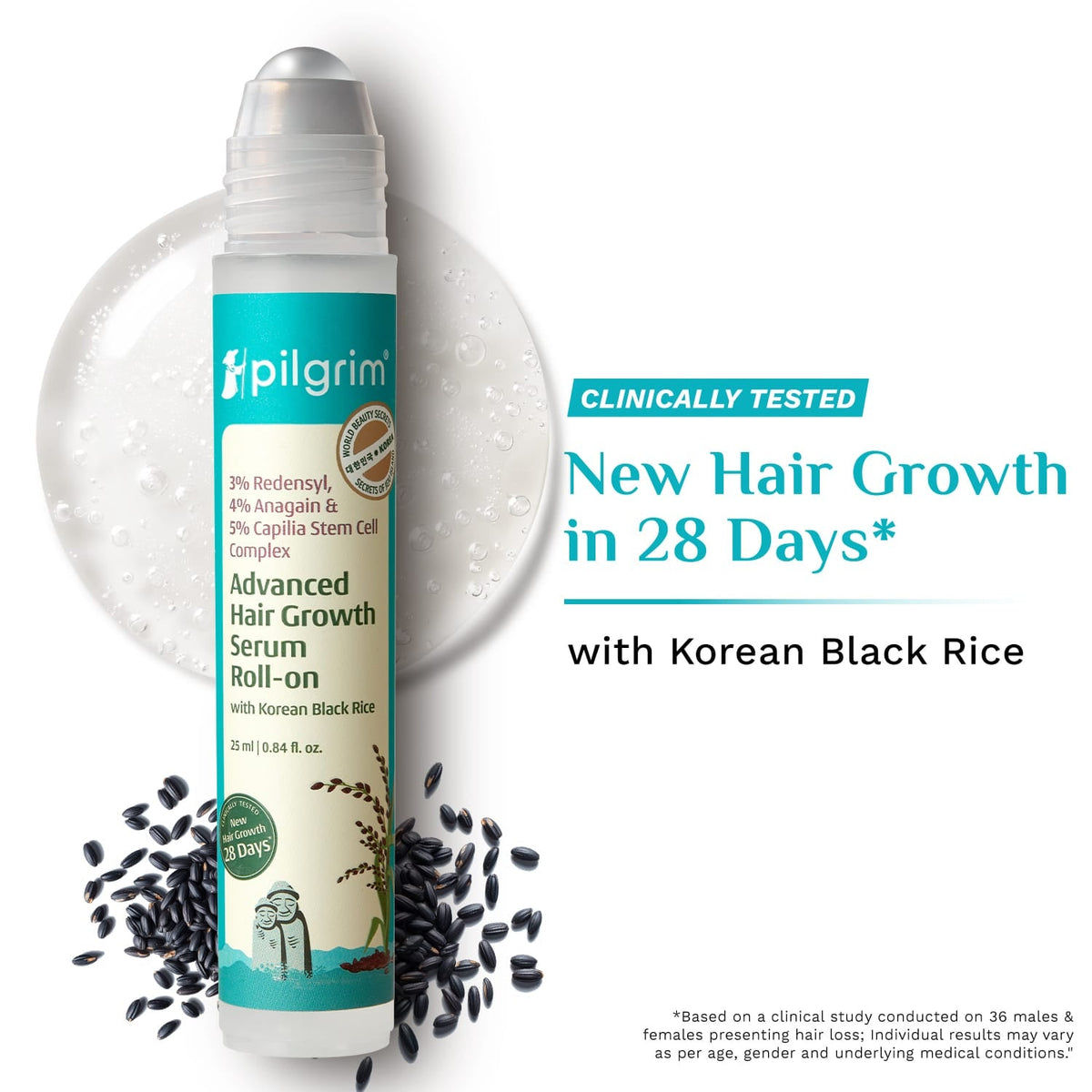 Pilgrim Advanced Hair Growth Serum with Korean Black Rice - 25 ml (Roll-On)