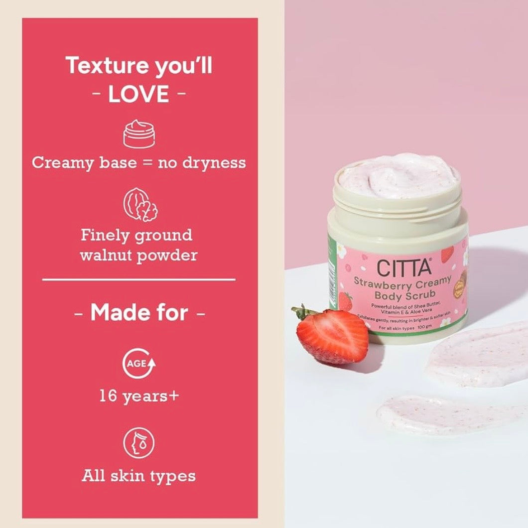 CITTA Strawberry Creamy Body Scrub | 100gm