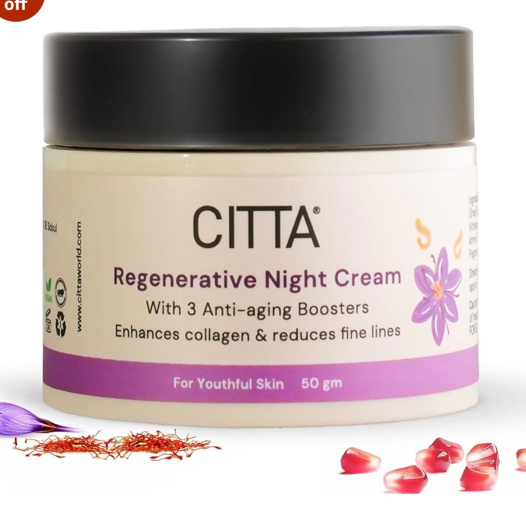 CITTA Regenerative Night Cream (with 3 Anti-Aging Boosters) | 50 gm