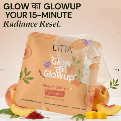 CITTA Glow Ka Glowup Sheet Mask (Peach, Saffron & Vitamin C)