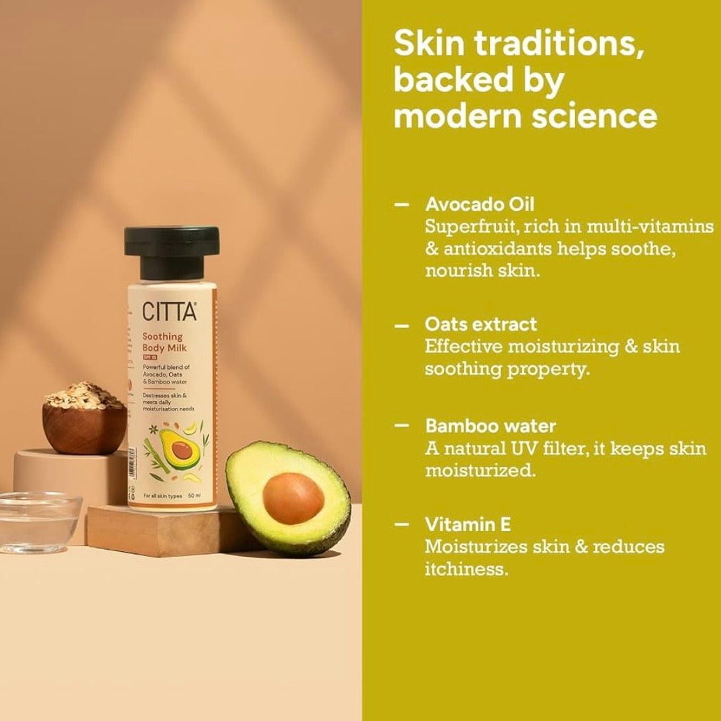 CITTA Soothing Body Milk (Avocado, Oat & Shea Butter) | 50 ml