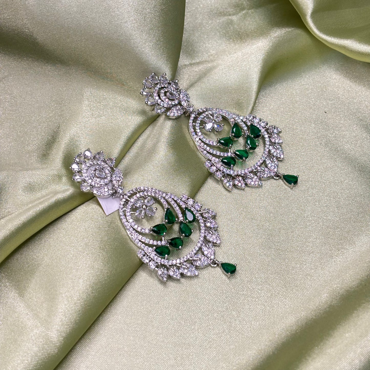 Mint Floral Chandelier Earrings