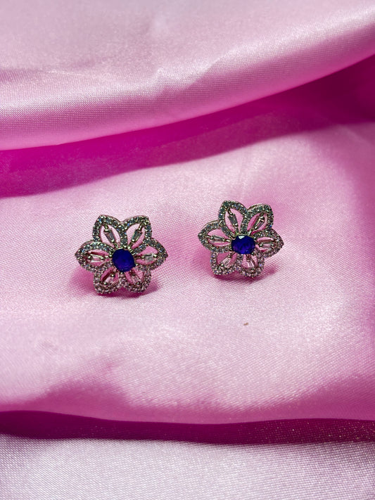 Sapphire Bloom Crystal Stud Earrings