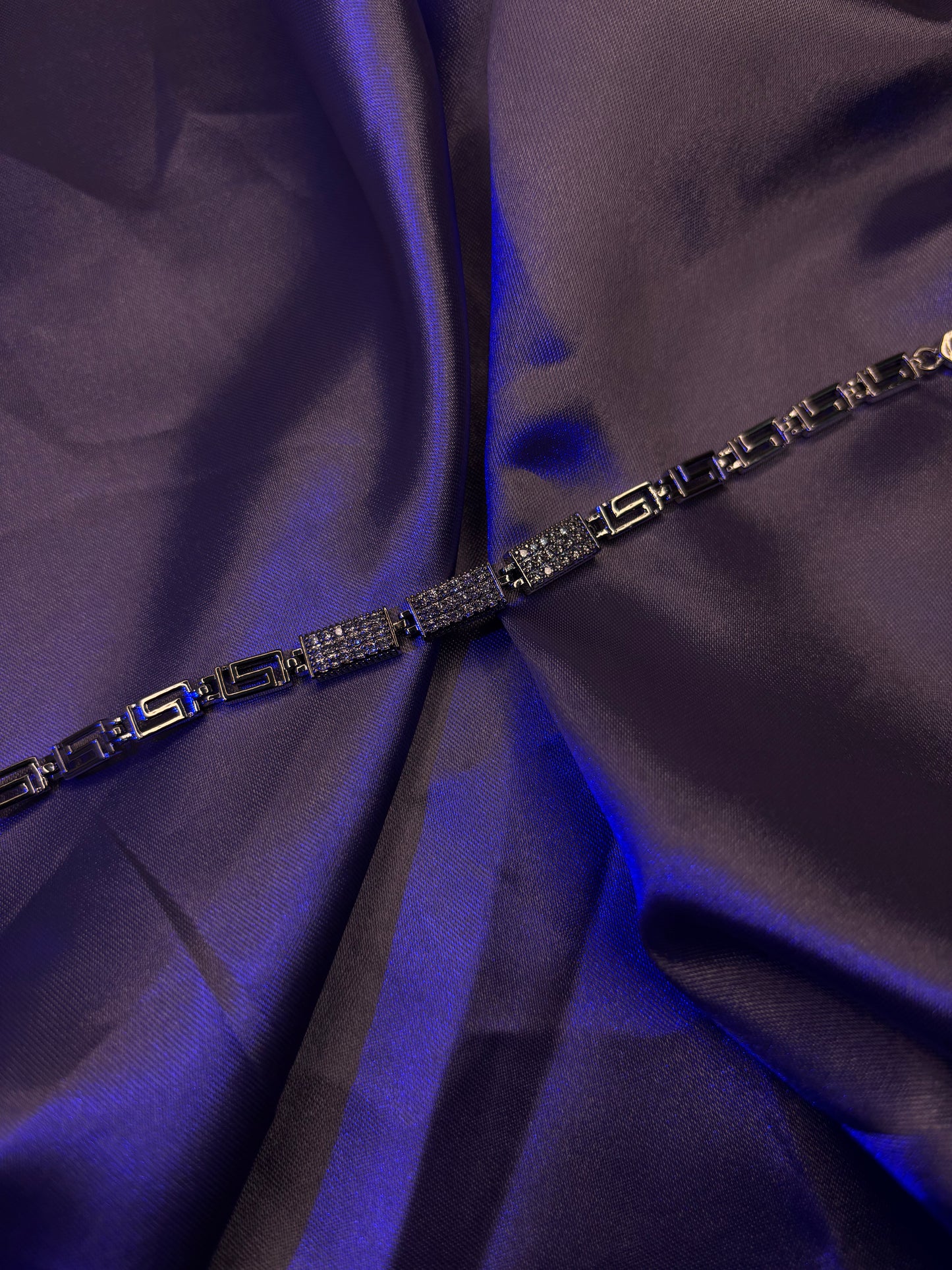 Grecian Key Crystal Bar Bracelet