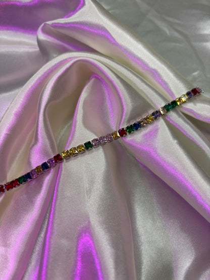 Rainbow Spectrum Baguette Bar Bracelet