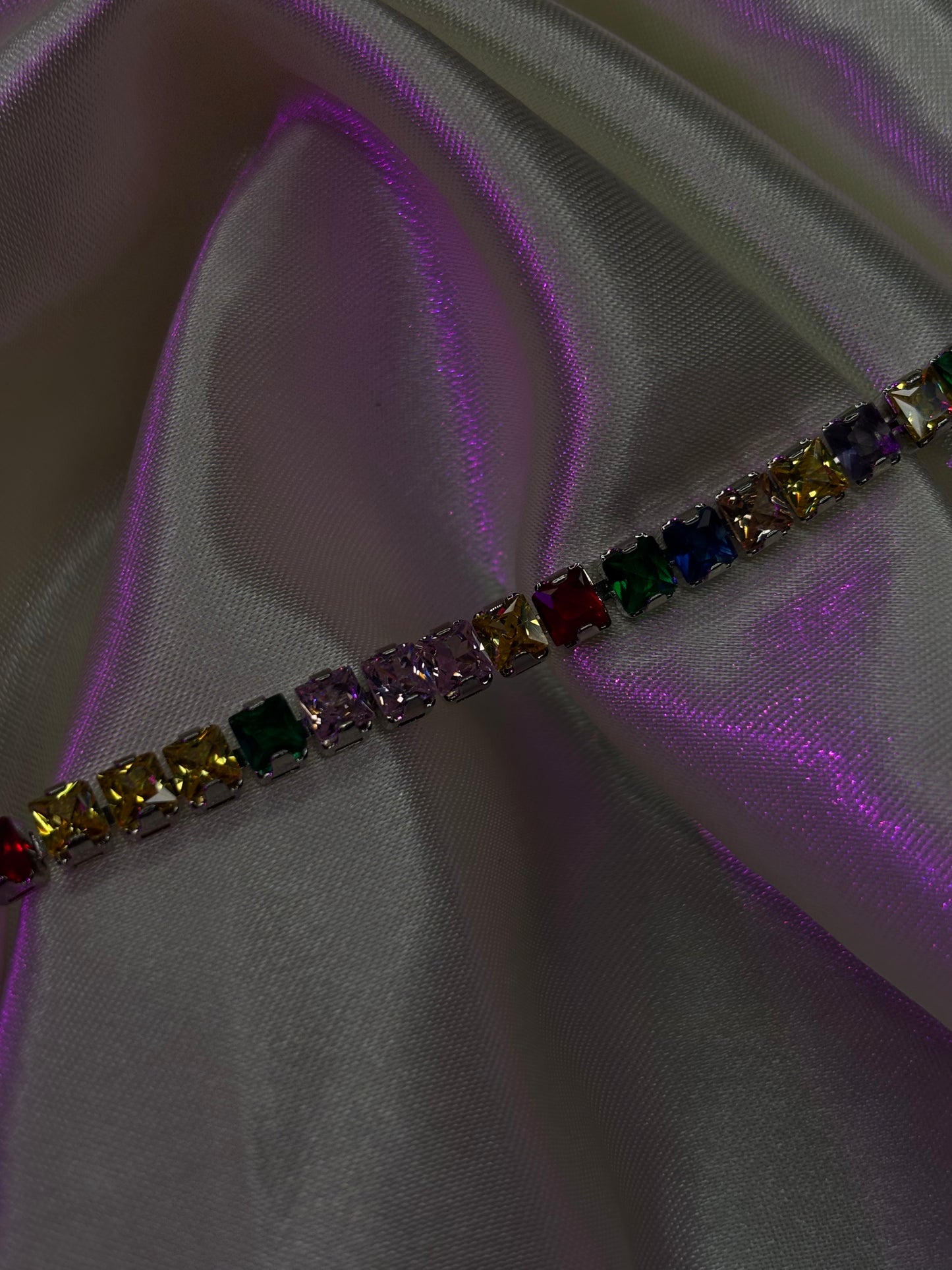 Rainbow Spectrum Baguette Bar Bracelet