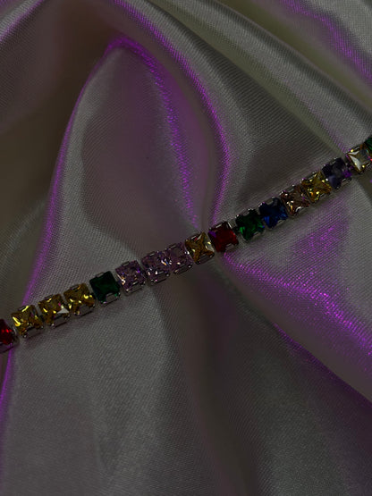 Rainbow Spectrum Baguette Bar Bracelet
