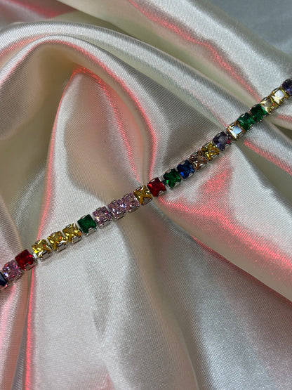 Rainbow Spectrum Baguette Bar Bracelet