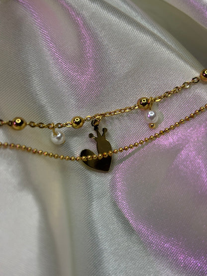 Double-Layer Evil Eye Charm Slider Bracelet