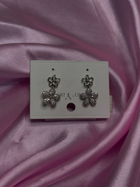Onyx Bloom Crystal Floral Stud Earrings