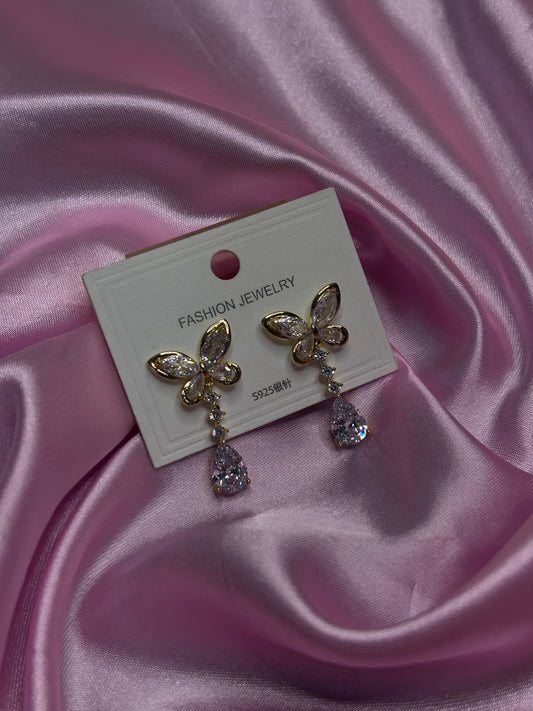 Triple Butterfly Drop Dangle Earrings