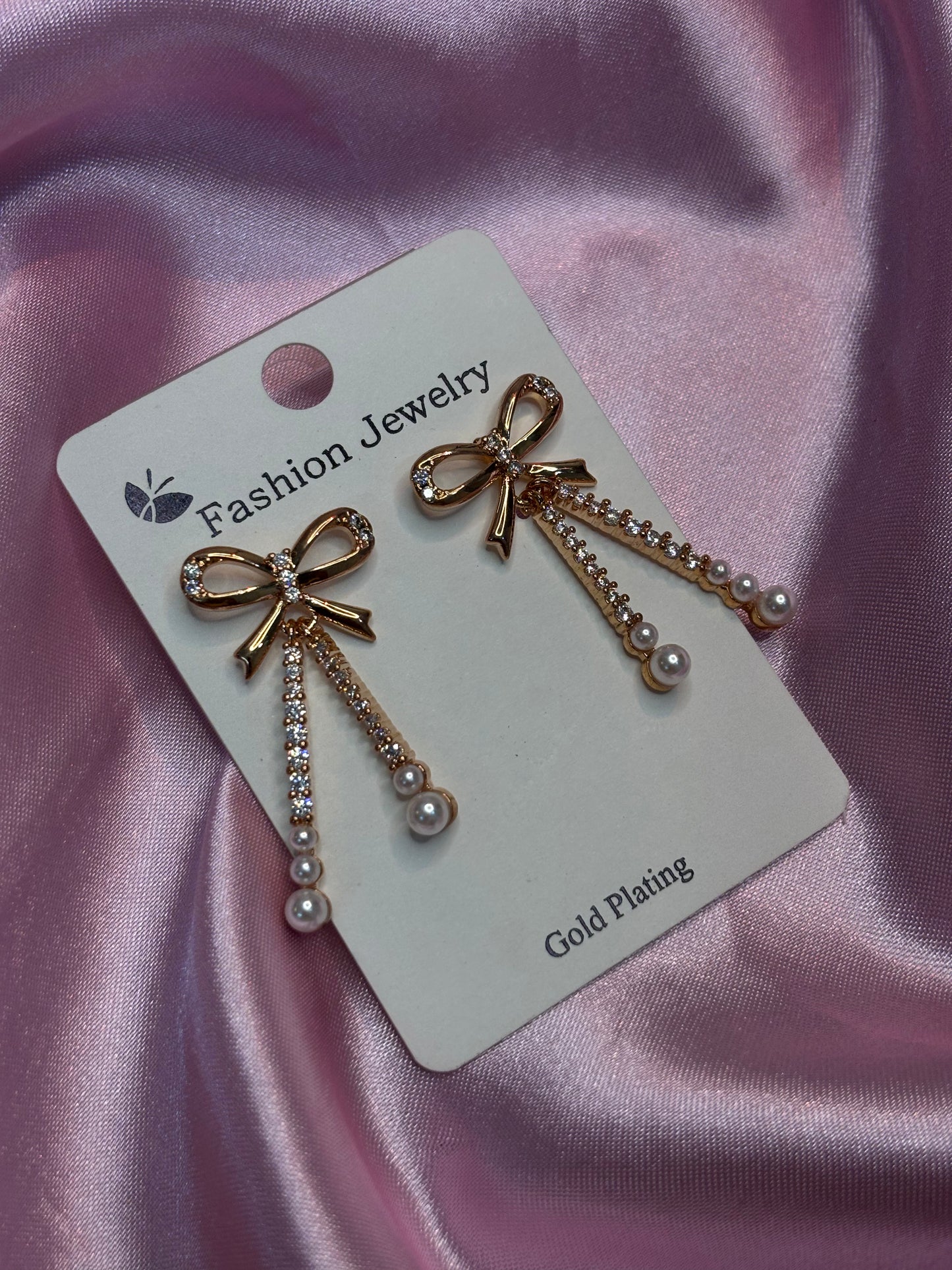 Ribbed Ribbon Bow Drop Earrings