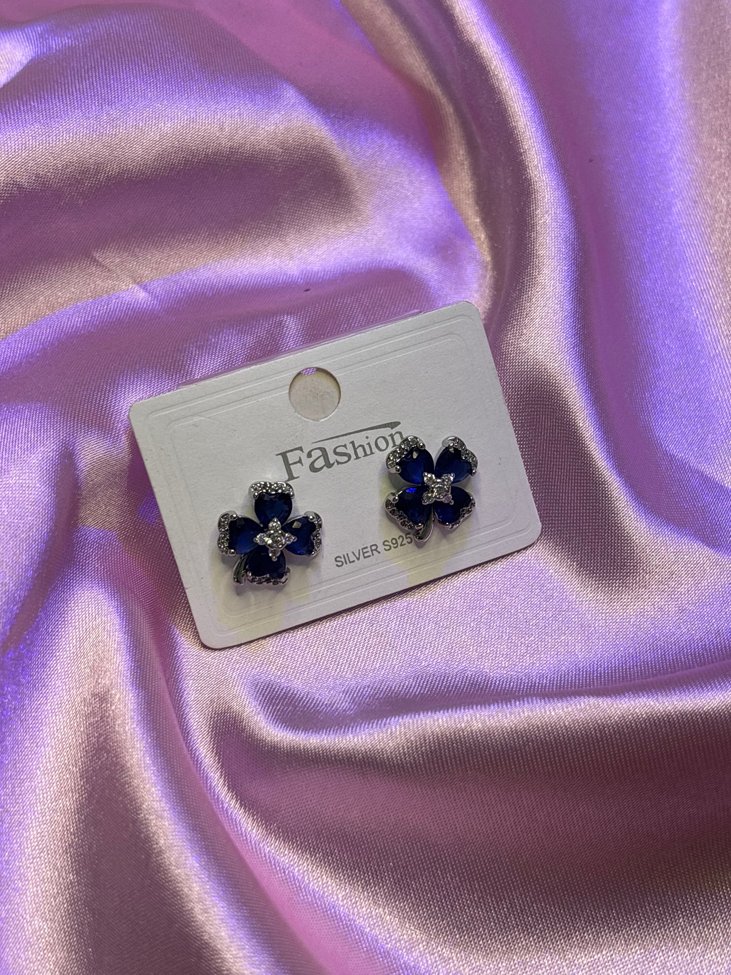 Black Enamel Clover Stud Earrings