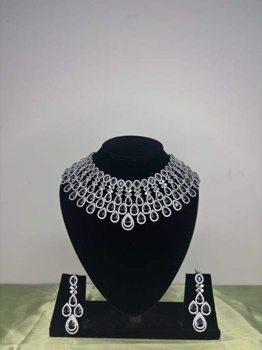 Majestic Multi-Row Diamond-Look High-Neck Bridal Choker Set