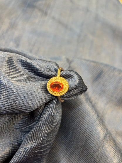 Sunburst Citrine Floral Statement Ring