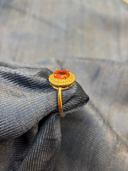 Sunburst Citrine Floral Statement Ring
