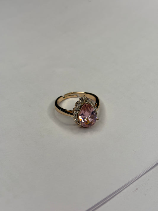 Blush Pink Teardrop Solitaire Ring