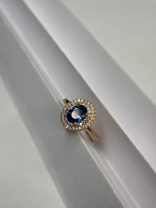 Twilight Sapphire Halo Accent Ring