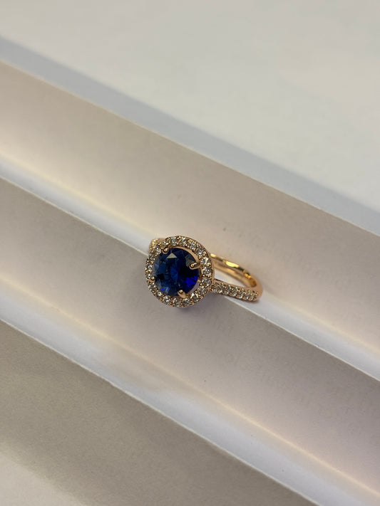 Cobalt Blue Oval Solitaire Ring