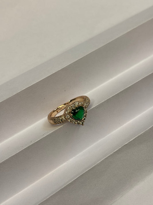 Emerald Teardrop Contour Ring