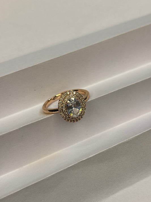 Golden Dome Beaded Solitaire Ring