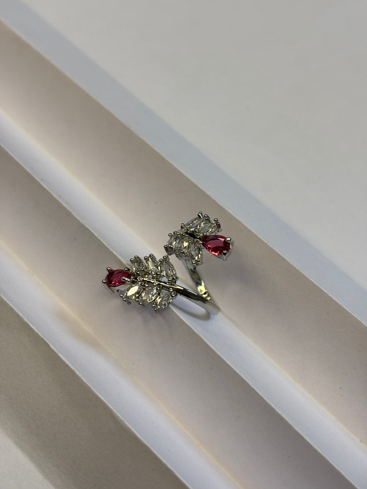 Ruby & Emerald Dual-Stone Bypass Ring