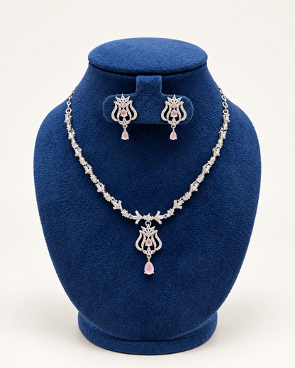 Ornate Scroll Pendant Necklace Set with Earrings