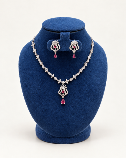Ornate Scroll Pendant Necklace Set with Earrings